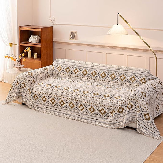 ROOMLIFE Couch Cover 3 Cushion Sofa, Washable Non Slip Furniture Sofa Protector Cover, Soft Chenille Sofa Slipcovers Sectional L Shape Dogs Couch Cover Throw Blanket with Tassels 71''X134'' by ROOMLIFE
