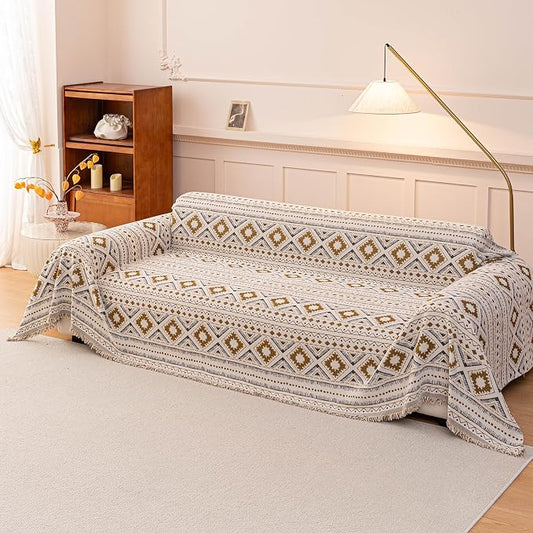 ROOMLIFE Couch Cover 3 Cushion Sofa, Washable Non Slip Furniture Sofa Protector Cover, Soft Chenille Sofa Slipcovers Sectional L Shape Dogs Couch Cover Throw Blanket with Tassels 71''X150'' by ROOMLIFE