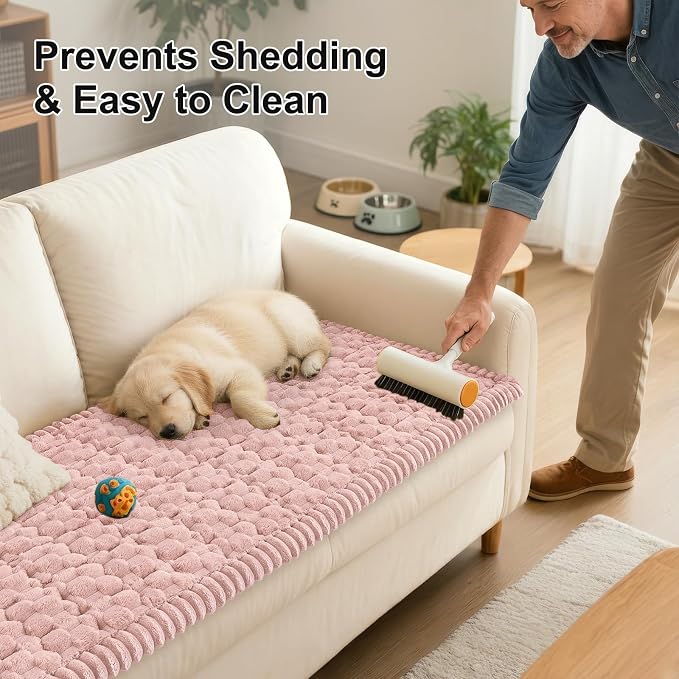 Smiry Non Slip Couch Covers for Dogs, Scratch Resistant Pet Sofa Protector | Machine Washable Soft Fuzzy Thick Furniture Cover for Sofa Loveseat Sectional Large Dogs, Dusty Rose, 27.6" x 82.7" - Image 6