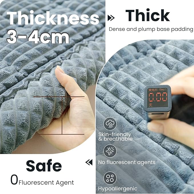 Couch Cover for Dogs Washable, Non-Slip Pet Couch Covers for Sofa, Fuzzy Dog Couch Cover Blanket, Thick, Soft, Plush Couch Cushion Covers for Sofa Protector(Blue Gray, 23.6" x 47.2"/60 x 120cm) - Image 3