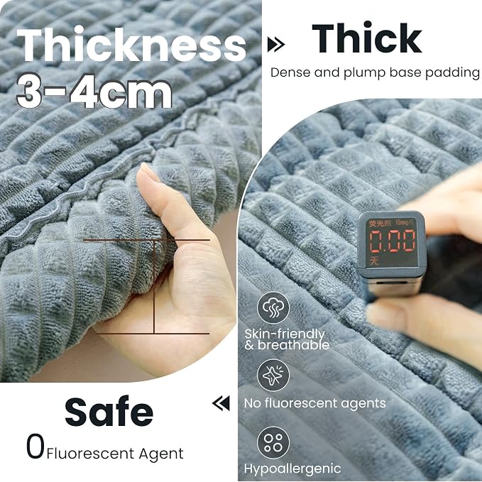 Couch Cover for Dogs Washable, Non-Slip Pet Couch Covers for Sofa, Fuzzy Dog Couch Cover Blanket, Thick, Soft, Plush Couch Cushion Covers for Sofa Protector (Blue Gray, 27.6" x 27.6"/70 x 70cm) - Image 4