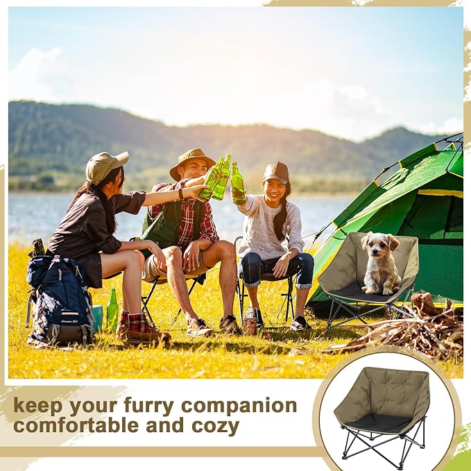 CroBlissful Portable Dog Camping Chairs for Dogs Raised Pet Bed for Outdoor Folding Chair Patio Lazy Puppy Cot Heavy Duty Pet Camping Gear(28x 24 x 22 Inches,Brown) - Image 6