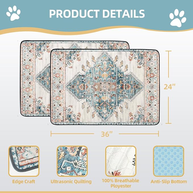 SCLOSE Washable Pee Pads for Dogs 2 Pack, 36" x 24" Reusable Puppy Pads Waterproof, Super Absorbent Dog Rugs, Leakproof, Dog Crate Pad, Playpen Mat, Whelping Pads, Blue Medallion - Image 7