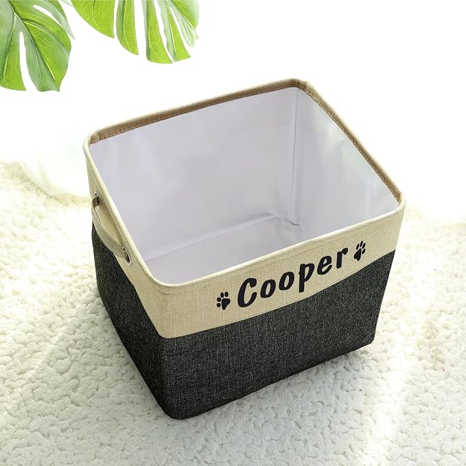 PET ARTIST Collapsible Dog Toy Storage Basket Bin with Personalized Pet's Name - Rectangular Storage Box Chest Organizer for Toys, Clothing, Apparel & Accessories (Black Big One) - Image 8