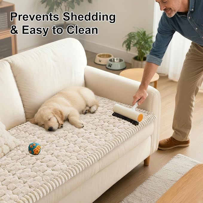 Smiry Non Slip Couch Covers for Dogs, Scratch Resistant Pet Sofa Protector | Machine Washable Soft Fuzzy Thick Furniture Cover for Sofa Loveseat Sectional Large Dogs, Apricot, 27.6" x 47" - Image 6
