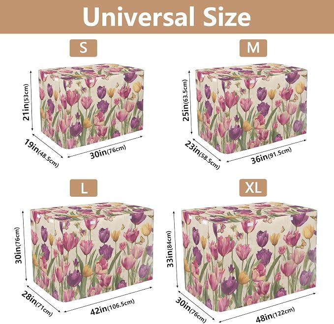 Dog Crate Cover Kennel Cover for Dog Cages Breathable for Wire Cage Indoor Outdoor Vintage Beige Spring Tulips Butterflies - Image 3