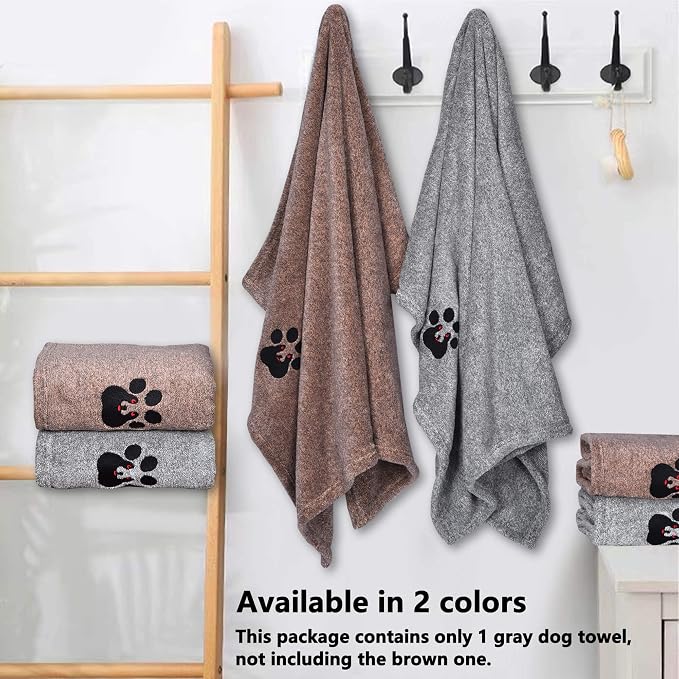 Dogvingpk Dog Towel Super Absorbent Soft Quick Drying Microfiber Pet Bath Towels for Medium & Small Dogs (M-36" * 28", Grey) - Image 3