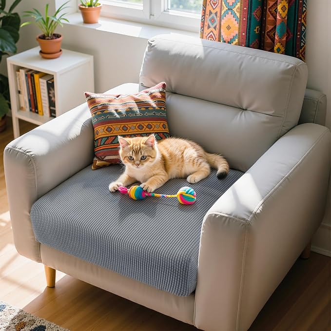 Hokway Couch Cushion Covers Stretch Cushion Covers Sofa Seat Cushion Slipcover Cushion Protector(Light Gray, Small) - Image 7
