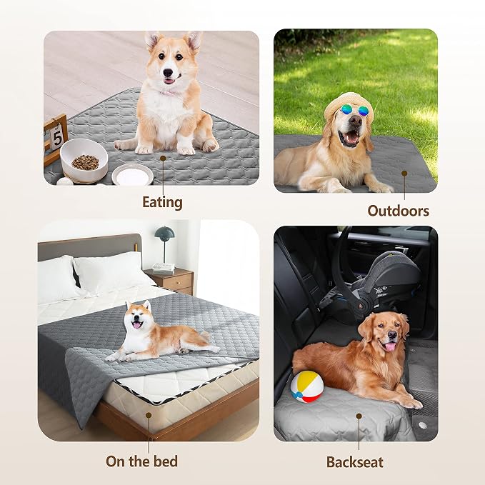 gogobunny 100% Double-Sided Waterproof Dog Bed Cover Pet Blanket Sofa Couch Furniture Protector for Puppy Large Dog Cat, Reversible (82x82 Inch (Pack of 1), Dark Grey/Light Grey) - Image 8