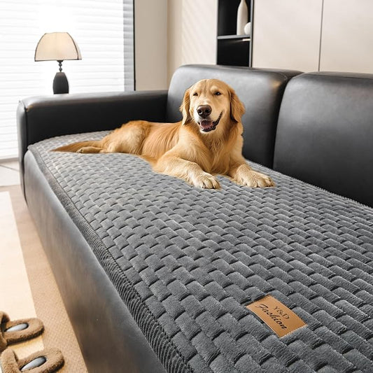 Couch Covers for Dogs Washable, Velvet Dog Couch Cover Protector, Fuzzy Plush Pet Sofa Cover for Loveseat, Sofa Covers for Pets(1,Dark Grey,27.6"x59.1", 2 Seater Sofa Pad Cover) by PJLZJFBY