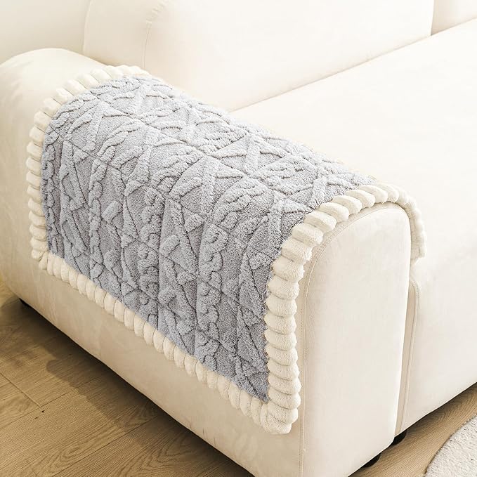 Fuzzy Couch Covers for Dogs, Non Slip Thick Dog Couch Cover Protector, Plush Pet Couch Covers for Sofa Washable, Soft Sofa Cushion Slipcovers Pet Friendly(1PC, Light Grey, 27.6”x27.6”) - Image 2