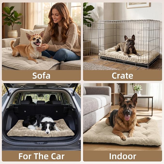 Dog Bed 24" for Metal Crate Pad, Washable Kennel Mat for Small Puppy & Cats | Soft faux rabbit fur, non-slip,machine wash/dry, plush cushioning, for crates, floors & travel, multiple sizes for all breeds - Image 3