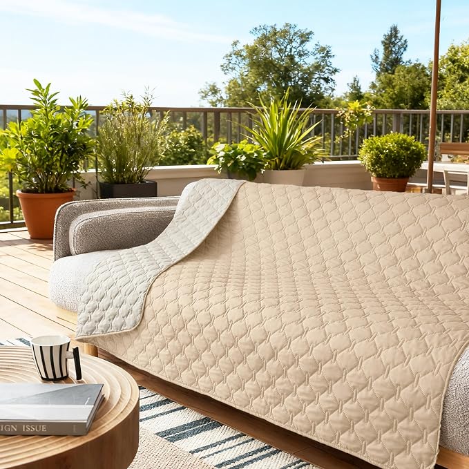 gogobunny 100% Double-Sided Waterproof Dog Bed Cover Pet Blanket Sofa Couch Furniture Protector for Puppy Large Dog Cat, Reversible (82x102 Inch (Pack of 1), Dark Beige/Light Beige) - Image 5
