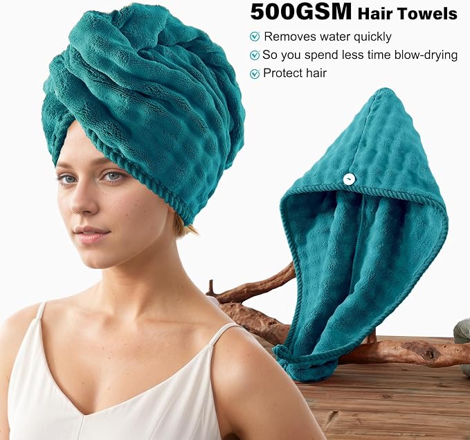 COZYART Lint Free 8 Pcs Bathroom Towels Set Ultra Soft Microfiber Teal | Ultra Fluffy, Thick, Highly Absorbent, Quick Dry, No Shedding, No Pilling, Fade Resistant, Durable, Long-lasting - Image 5