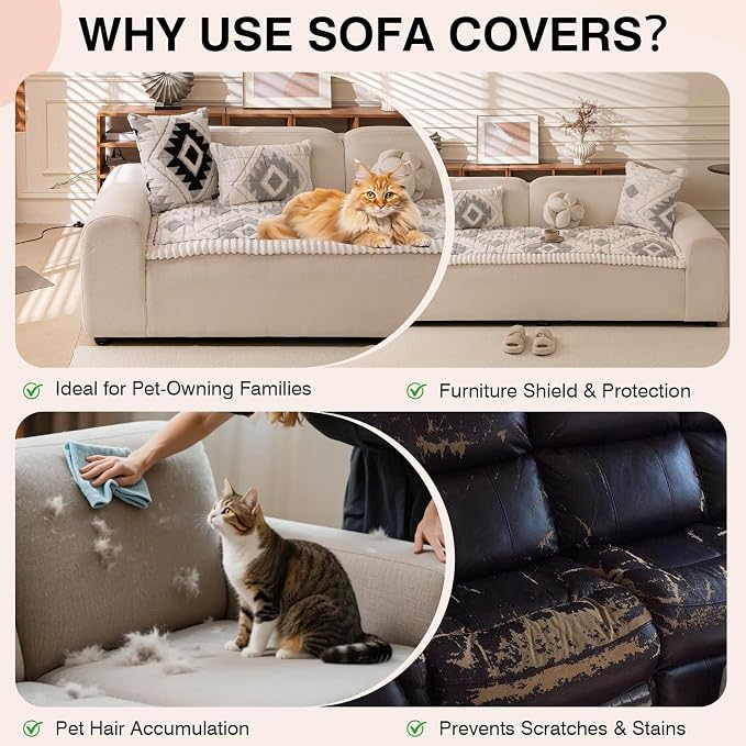 STACYPIK Thickened Non Slip Geometric Gray Sofa Cover, Arm Headrest Cover Washable, Plush Warm Dogs Couch Slipcovers Protector, Boho Pet Friendly Love Seats Cover Multi-Use Bed Mat-27.6X27.6IN - Image 7