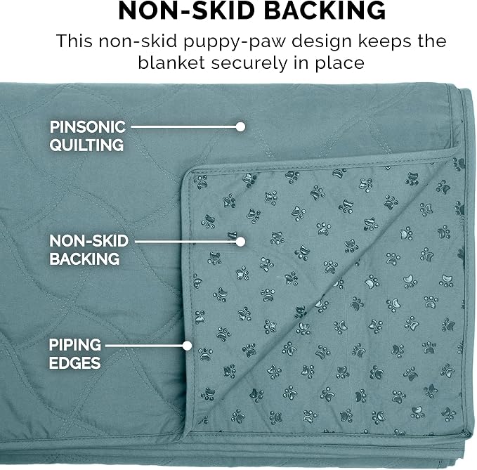 Furhaven Waterproof & Non-Slip Queen Size Mattress Cover Protector for Dogs & Cats, Washable, For Beds, Couches, & Car Seats - Quilted Twill Blanket Mattress Cover - Nile Blue, Large/Queen Size - Image 9