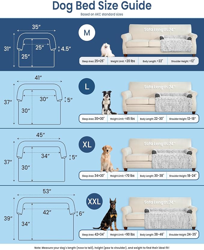Calming Small Dog Bed for Couch, 35 x 31 inch Removable Couch Cover for Dogs Washable, Non-Slip Fluffy Plush Dog Sofa Mat for Furniture Protector - Grey - Image 5