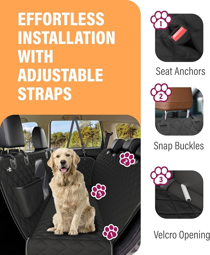 Active Pets Dog Car Seat Cover for Back Seat, Waterproof Pet Protection Hammock, SUV Truck Car Backseat Protector with Safety Features, Blue - Image 4