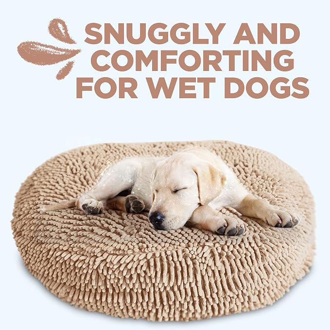 Soggy Doggy Super Snoozer Round Dog Bed, Beige, Large 36"x36"x6" | Removable, zip-off washable cover; plush round design; for small to large breeds; car & living room use - Image 3