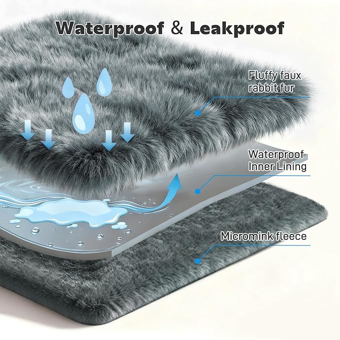 Waterproof Dog Blanket for Sofa Bed Couch, Couch Cover Blanket Fluffy Faux Rabbit Fur Thick Reversible Furniture Protection, Fuzzy Soft Pet Blanket for Small Medium Large Dogs/Cats - Image 3