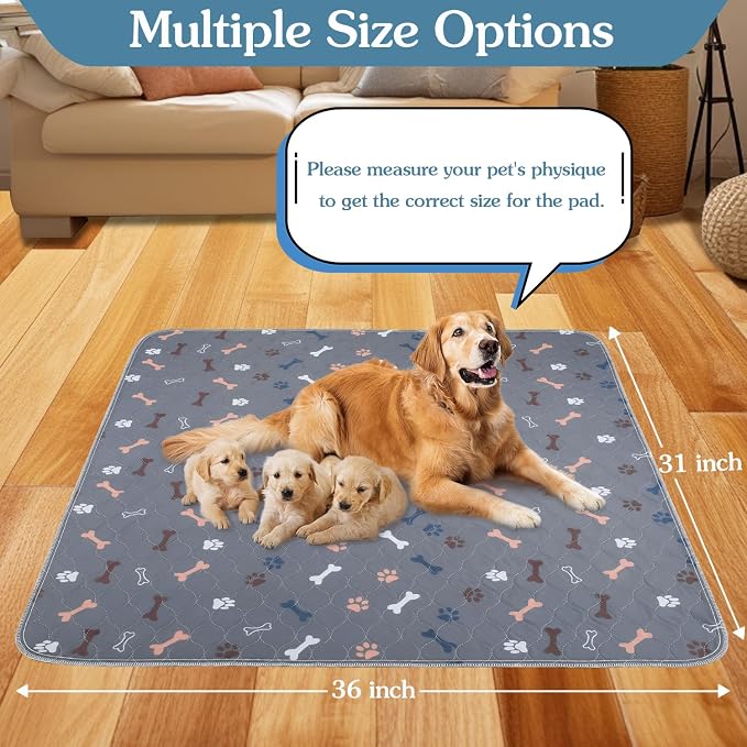 Washable Pee Pads for Dogs，2Pack 31x36 Reusable Puppy Pads with Bone Print, Absorbent Whelping Pads Non-Slip Dog Playpen Mats for Floor Protector, Couch Cover, Crate, Potty Training - Image 4
