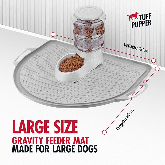 Tuff Pupper 26x21 Large Waterproof Pet Feeding Mat | Designed for Pet Fountains, Dog Gravity Water Bowls, Elevated Feeders | Raised Edges Prevent Spills | Dishwasher Safe | Non Slip Silicone Base - Image 6