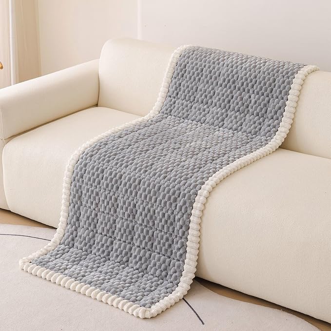 STACYPIK Waterproof Gray Sofa Cover for Dogs, Non Slip Pet-Scratch Resistant Couch Cover Sectional, Loveseat Slipcover for 3 Cushion Couch, Washable Plush Fluffy Coral Throw Slipcover-27.6X70.9IN - Image 7