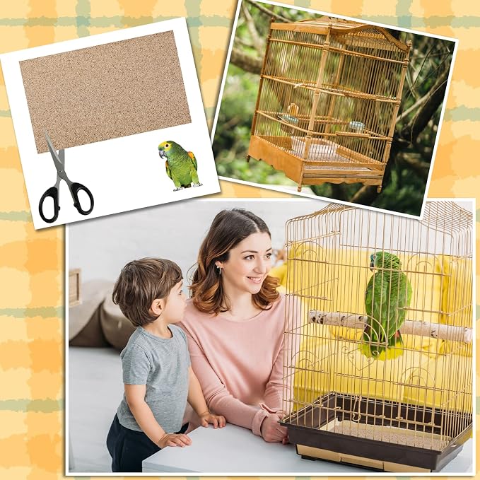 Fabbay 100 Pcs Gravel Paper for Bird Cage Gravel Liner Paper Pet Sandpaper Special for Bird Cage in Sea Sand, Easy Clean Pet Sandpaper Calcium Paper for Birdcage Parrots Cockatiels(11 x 17 Inch) - Image 5