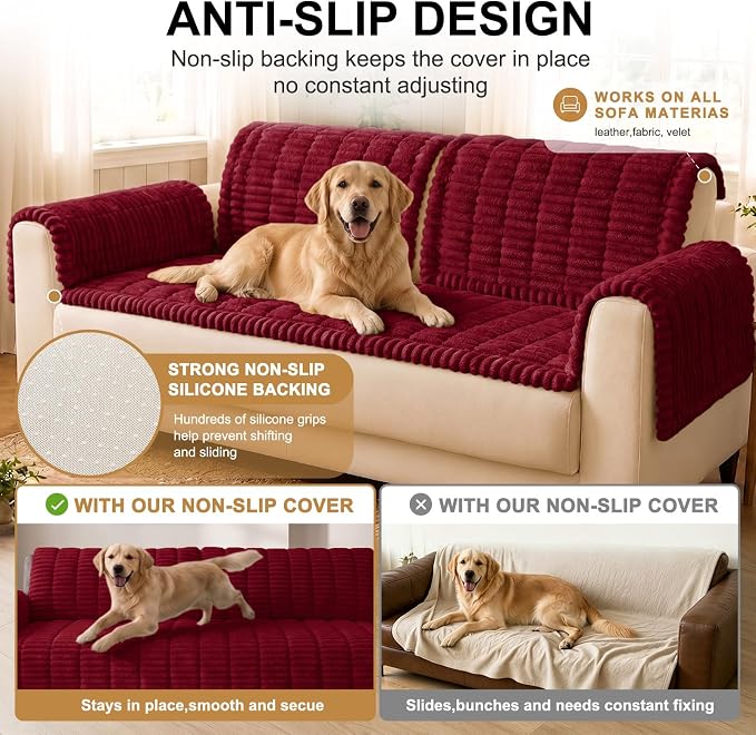Smiry Couch Cover for Dogs, Non Slip Washable Sofa Protector for Pets | Soft Furniture Cover for Leather & Fabric Couches, Cozy Protect Against Fur, Dirt & Messes, Pet Friendly, 35.4"x35.4" - Image 10