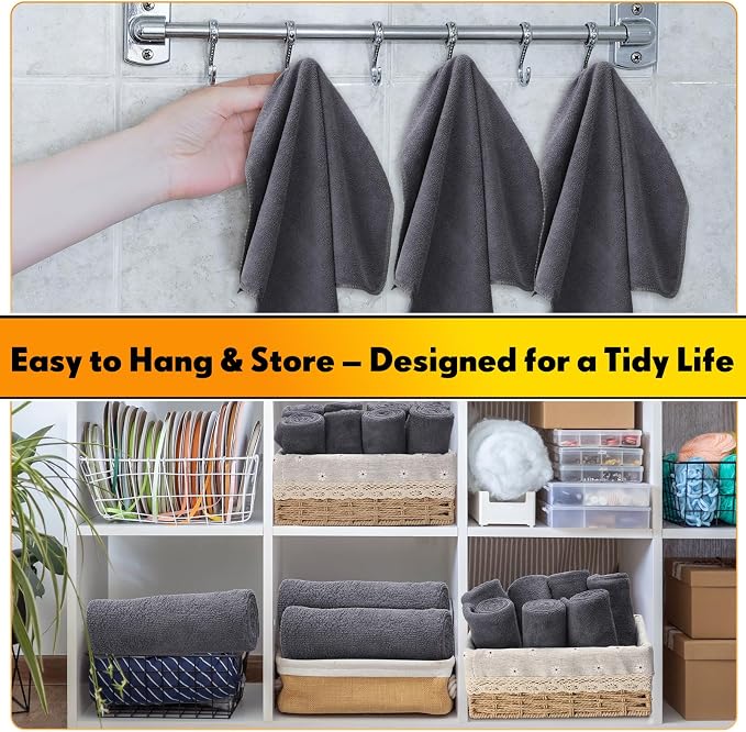 Nuenen Microfiber Cleaning Cloths for Cars 16 x 16 Inch Ultra Absorbent Car Towels Drying Reusable Cleaning Supplies House Kitchen Window Microfiber Towel (Gray,60 Pcs) - Image 6