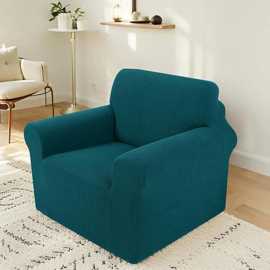Stretch Recliner Chair Cover for Armchair, Small, Blue | Chair Covers For Living Room, Furniture Protector With Non Skid Foam, Elastic Bottom, Slipcovers For Kids, Dogs by LuxshareHome