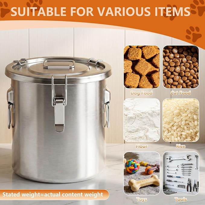 30LB Stainless Steel Dog Food Storage Container with Lid & Scoop, Large Metal Dog Food Container for Dry Pet Food, Pet Food Storage Container for Kibble, Cat Food and Treats - Image 3