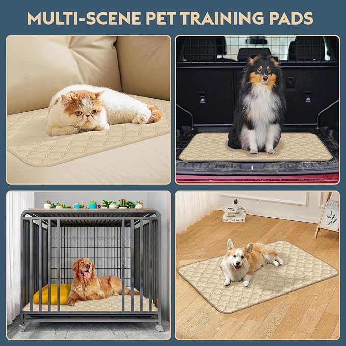 FunFurry Washable Pee Pads for Dogs - 2 Pack Reusable Waterproof Puppy Training Pads, Super Absorbent with Dog Paw Shape Non-Slip Backing (Cream, 24" X 36" - 2 Pack) - Image 6