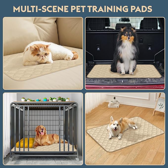 FunFurry Washable Pee Pads for Dogs - 2 Pack Reusable Waterproof Puppy Training Pads, Super Absorbent with Dog Paw Shape Non-Slip Backing (Cream, 36" X 36" - 2 Pack) - Image 6