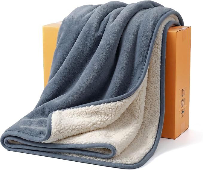 Sunheir Waterproof Dog Blankets for Small Dogs, Reversible Sherpa Fleece Thick Puppy Blanket, Leakproof Spill-Proof Pet Blanket for Cat, Bed, Couch, Furniture Protector, Travel, Camping, 25"X35", Grey by SUNHEIR