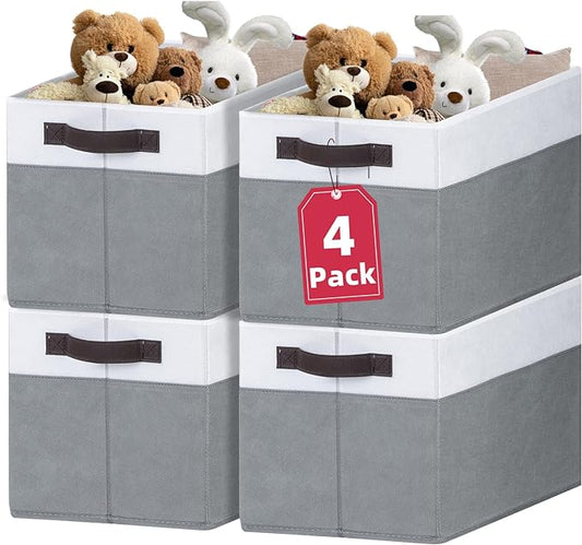 Criusia Extra Large Storage Bins 4 Pack - 16x12in Closet Organizers and Storage Baskets for Organizing Clothes Toy Blanket - Fabric Storage Cubes Containers for Shelves - All Room Organization by Criusia