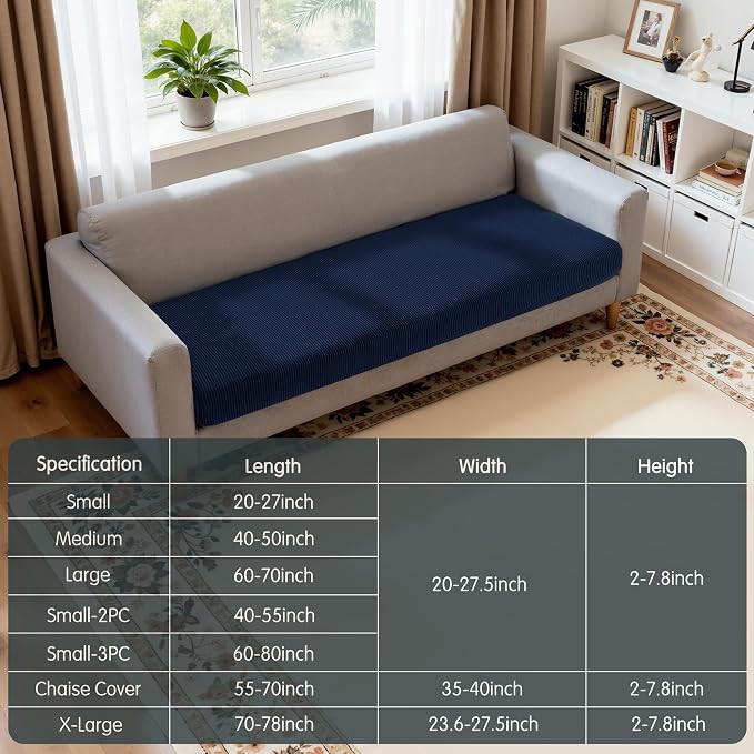 Hokway Stretch Couch Cushion Covers, Stretch Sofa Cushion Covers, Washable Replacement Sofa Seater Slipcovers, Reversible Furniture Protector for Dogs(Light Gray, X-Large) - Image 2