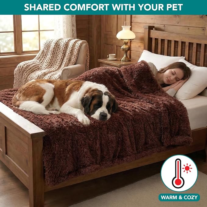 PetAmi Fluffy Waterproof Dog Blanket for Couch and Bed, Reversible Sherpa Pet Throw, Pee Proof Furniture Protector Sofa Cover, Washable Cat Blanket for Medium Large Dogs and Cats (Brown, 60x80) - Image 4
