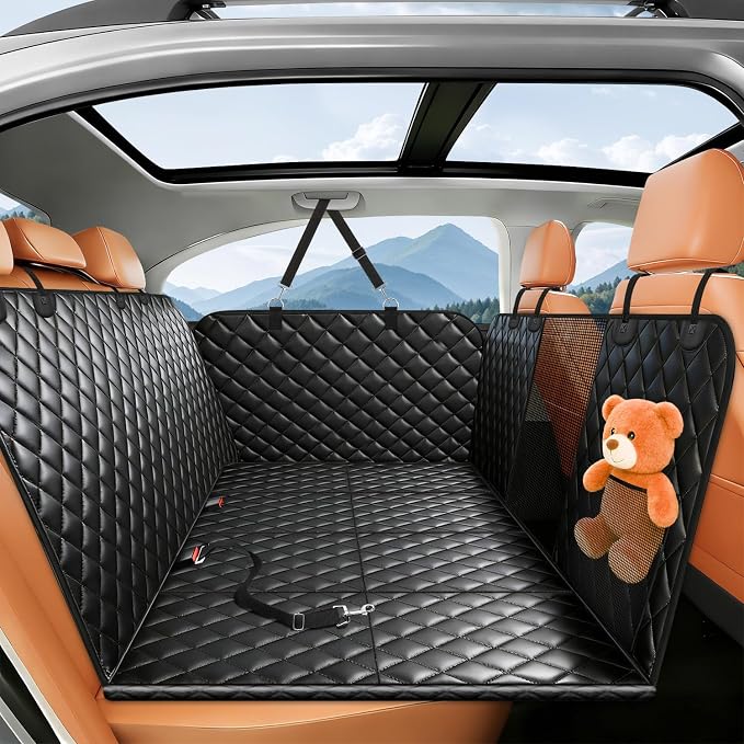 HOB4U Dog Car Seat Cover for Back Seat, Hard Bottom Dog Back Seat Extender | Dog Hammock for Car SUV and Truck, Waterproof, Supports 400LBS, Anti Scratch, Easy to Clean by HOB4U