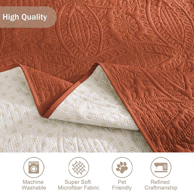 Quilted Grand Sofa Covers Washable, Couch Cover for Grand Sofa, Soft Cozy Couch Protector for 4 Cushion Couch, Oversized Grand Sofa Slipcovers Water-Repellent (Grand Sofa 88", Burnt Orange) - Image 7