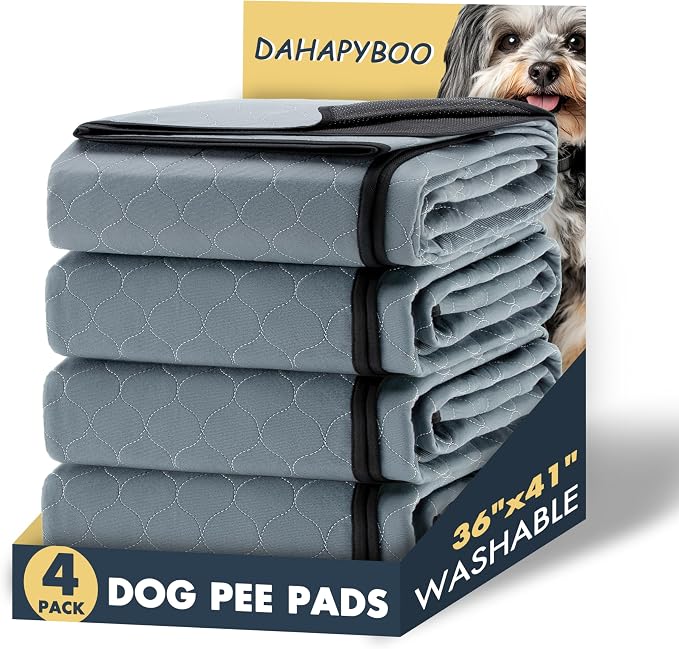 DAHAPYBOO Washable Pee Pads for Dogs 36x41,4 Pack | Reusable Puppy Pads for Dogs Non-Slip Waterproof Pet Training Pads for Crate, Playpen, Bed, Sofa,Whelping Box, Potty Training by DAHAPYBOO