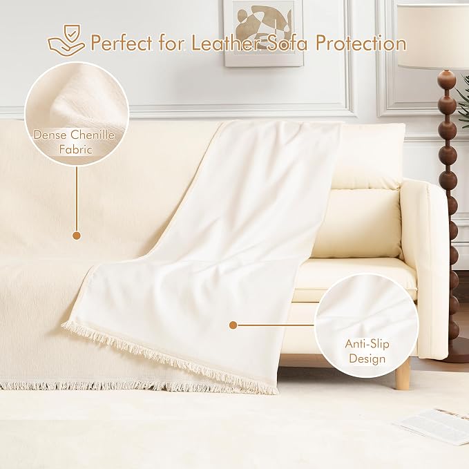 Couch Cover for 2-3 Cushion Couch Sofa Pet Friendly, Chenille Sectional L Shaped Sofa Cover Washable for Dogs Cats Kids, Furniture Protector Slipcover Decor for Living Room, 71"x118" - Image 4