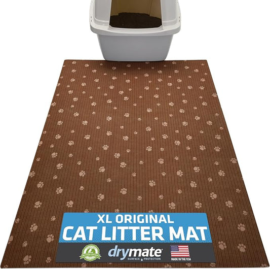 Drymate Cat Litter Box Mat, Litter Trapping Mat, Brown, 28x36 XL | Waterproof, Urine-Proof, Absorbent, Machine Washable, Soft on Paws, Contains Mess, Protects Floors, Kitten Supplies, USA Made by Drymate
