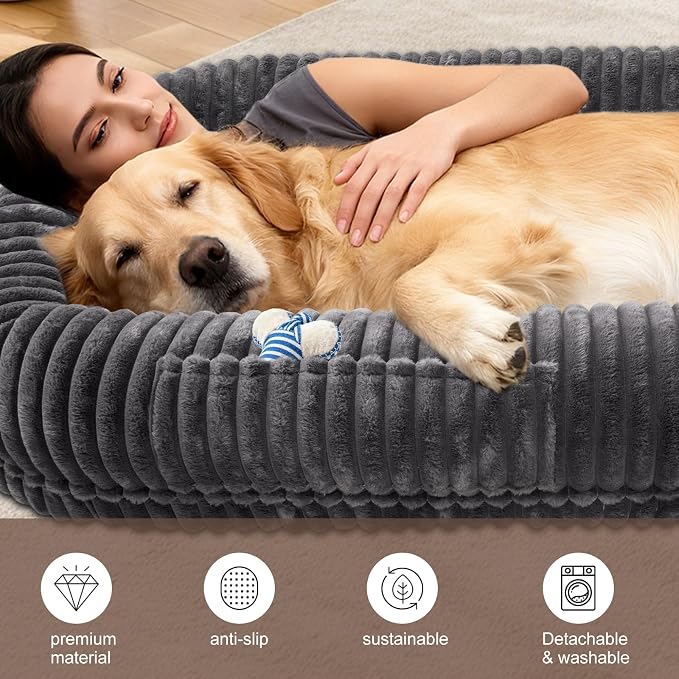 Human Dog Bed for Adult,Large Dog Bed 70"x38"x10" | Orthopedic Washable XL Dog Bed with Memory Foam (Darkgrey) - Image 4
