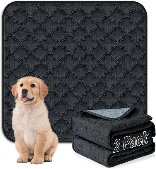 FunFurry Washable Dog Pee Pads - 2 Pack Reusable, Waterproof Puppy Pads, Super Absorbent with Dog Paw Shape Non-Slip Backing (Dark Grey, 36" X 36") by FUNUPFURRYLIFE