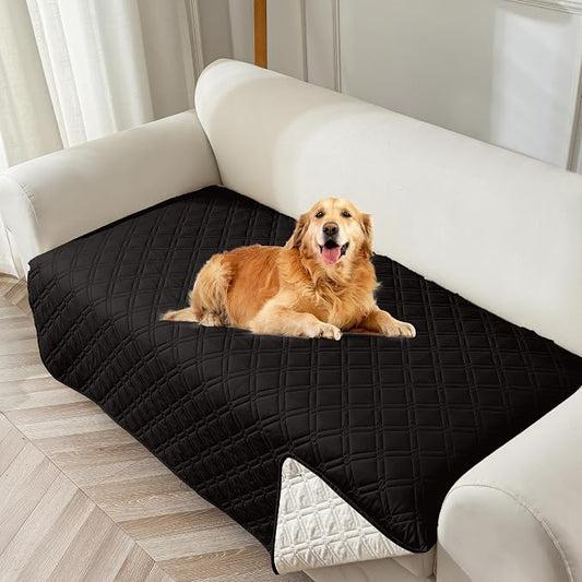 Genina Waterproof Couch Cover, Washable Anti-Slip 51 inch Loveseat Sofa Covers with 2 Cushions, Sectional Couch Covers for Pets Friendly, Sofa Slipcovers for Dogs Cats, (51inch/Black) by Genina