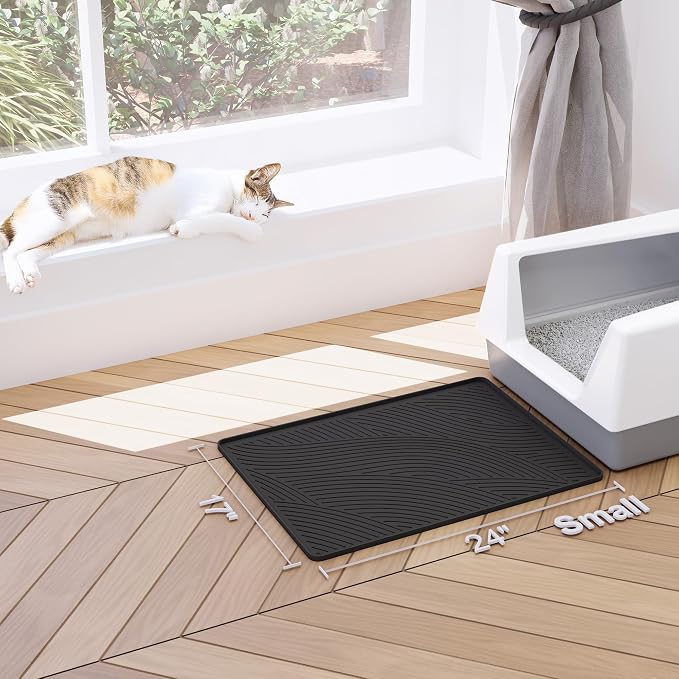 Cat Litter Box Mat - SM Small Medium Size 24 x 17 in, Water Proof, Kitty Litter Trapping Mat, Easy to Clean, Scatter Control, Odorless, Pet Supplies for Indoor Cats, Dark Gray - Image 7