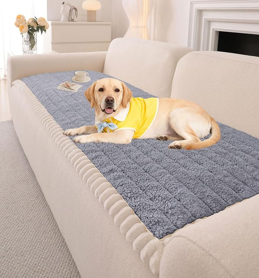 OTOB Couch Covers for Sofa Pet Friendly, Washable & Non Slip Fuzzy Dog Couch Cover Sofa Slipcovers Love Seat, Soft Plush Cozy Furniture Protector Cushion Mat, All Seasons (Light Gray, 27.6" x 59.1") by OTOB