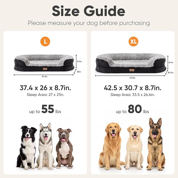 FUKUMARU Large Thickened Dog Couch Bed, Orthopedic, Waterproof & Washable | Heavy Duty Dog Sofa with 4" Extra-Thick Egg-Crate Foam, Relieves Joint Pressure, Fully Removable, Fits Medium to Large Dogs - Image 7