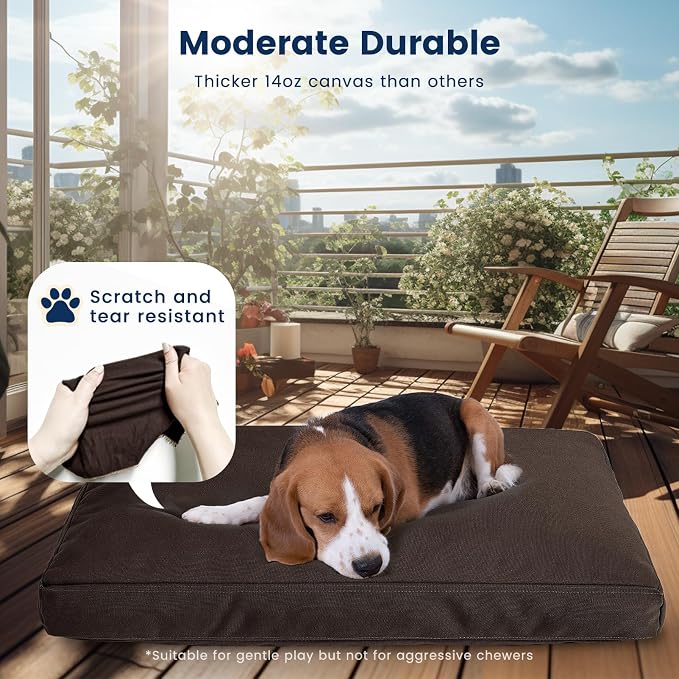 Miguel Durable Canvas Dog Bed for Small Pet Outdoor Dogs Pad 14 Ounce Canvas Waterproof Pet Pillow with Removable Washable Cover,24 x 18 inch, Brown - Image 5